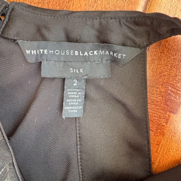 WHBM Black Metallic Silk Tank Blouse Size 2 High-Neck Black - Picture 7 of 13